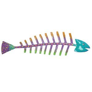 Handcrafted Tropical Fishbones Haitian Metal Art Teal